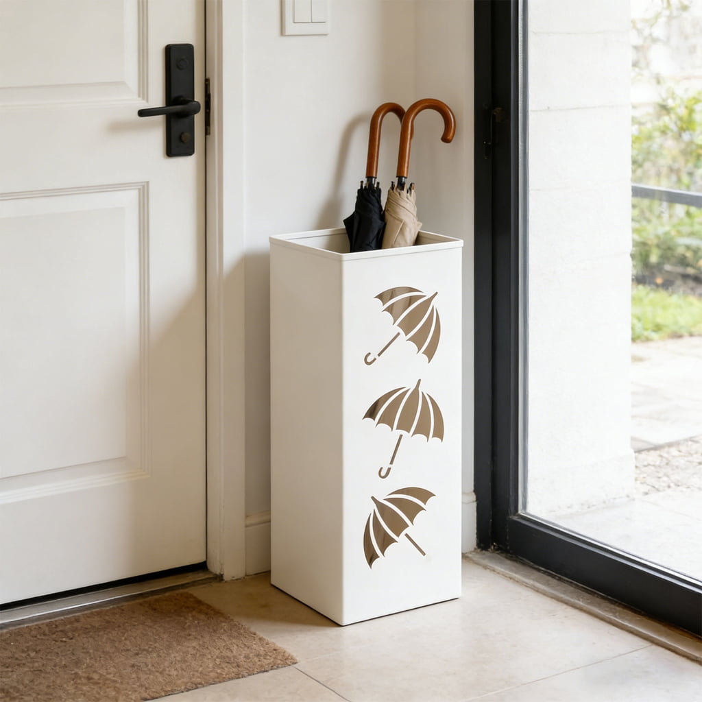 Sleek Metal Umbrella Stand With Ventilated Structure For Quick Drying And Compact Placement