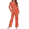 thumbnail image 4 of DISNIMO Deer Snowflake Printed Women Pajama Sets Long Sleeve Button Down Sleepwear with Long Pants Christmas 2 Piece Pj Lounge Sets Button Down Nightwear with Pockets, L, 4 of 7