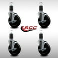 thumbnail image 2 of 5 Inch SS Hard Rubber Swivel 1-5/8 Inch Expanding Stem Caster Set with Brake SCC, 2 of 2