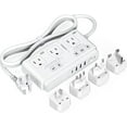 thumbnail image 1 of TSAN Convertidor de Voltaje 220 a 110V, Adaptador Europeo con 4 USB (1 USB C), Adapter Universal de Viaje con 3 Salidas CA, Regulador de Corriente con Ehufe EU UK AU IT, para Travel, Blao, 1 of 5