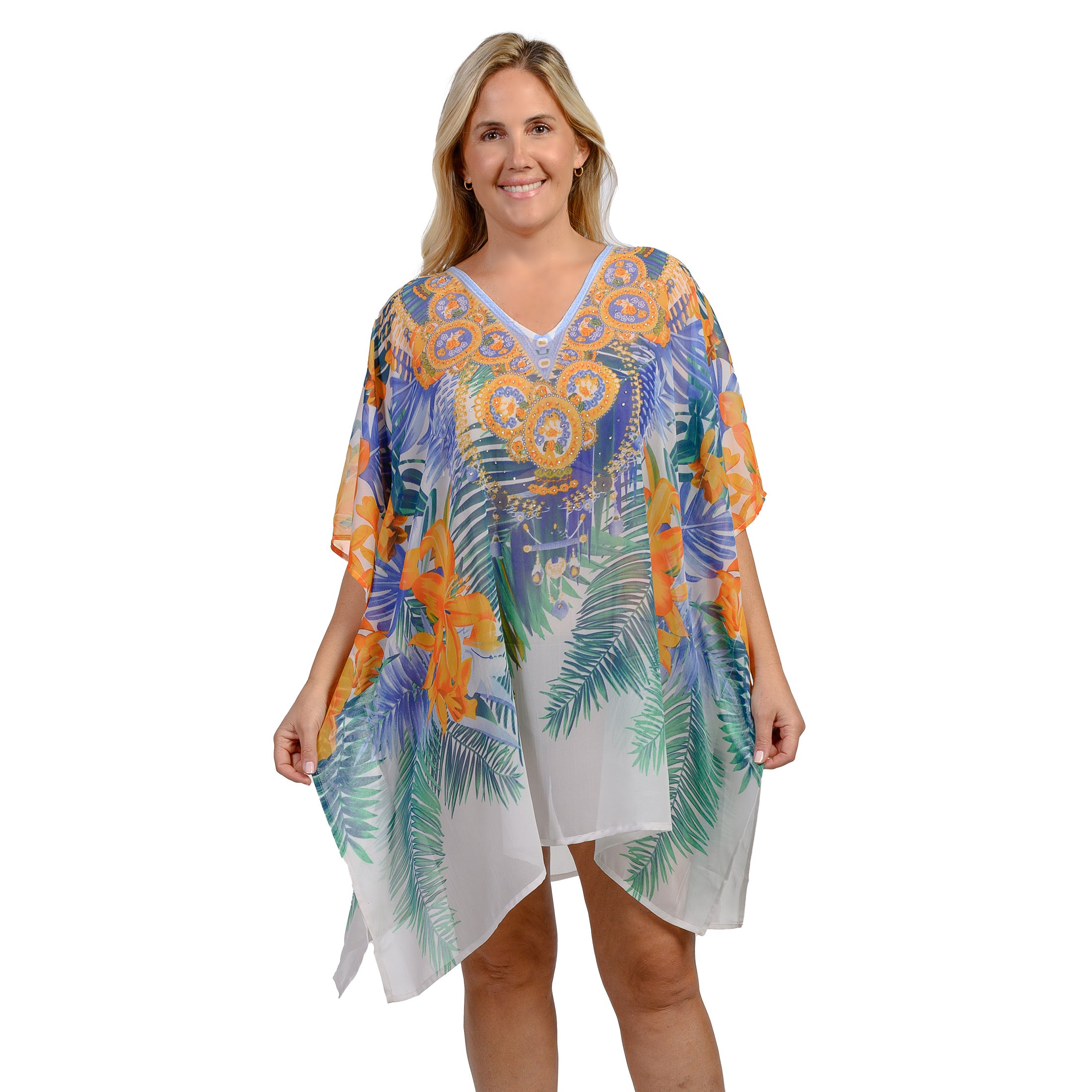 Hi women assorted v-neck embellished kaftan