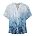 thumbnail image 5 of GaThRRgYP Women's Summer Short Sleeve Tops Chic,Women's V-neck Non Positioning Printed Summer Button Short Sleeved Loose and Fashionable T-shirt Top Navy L, 5 of 5