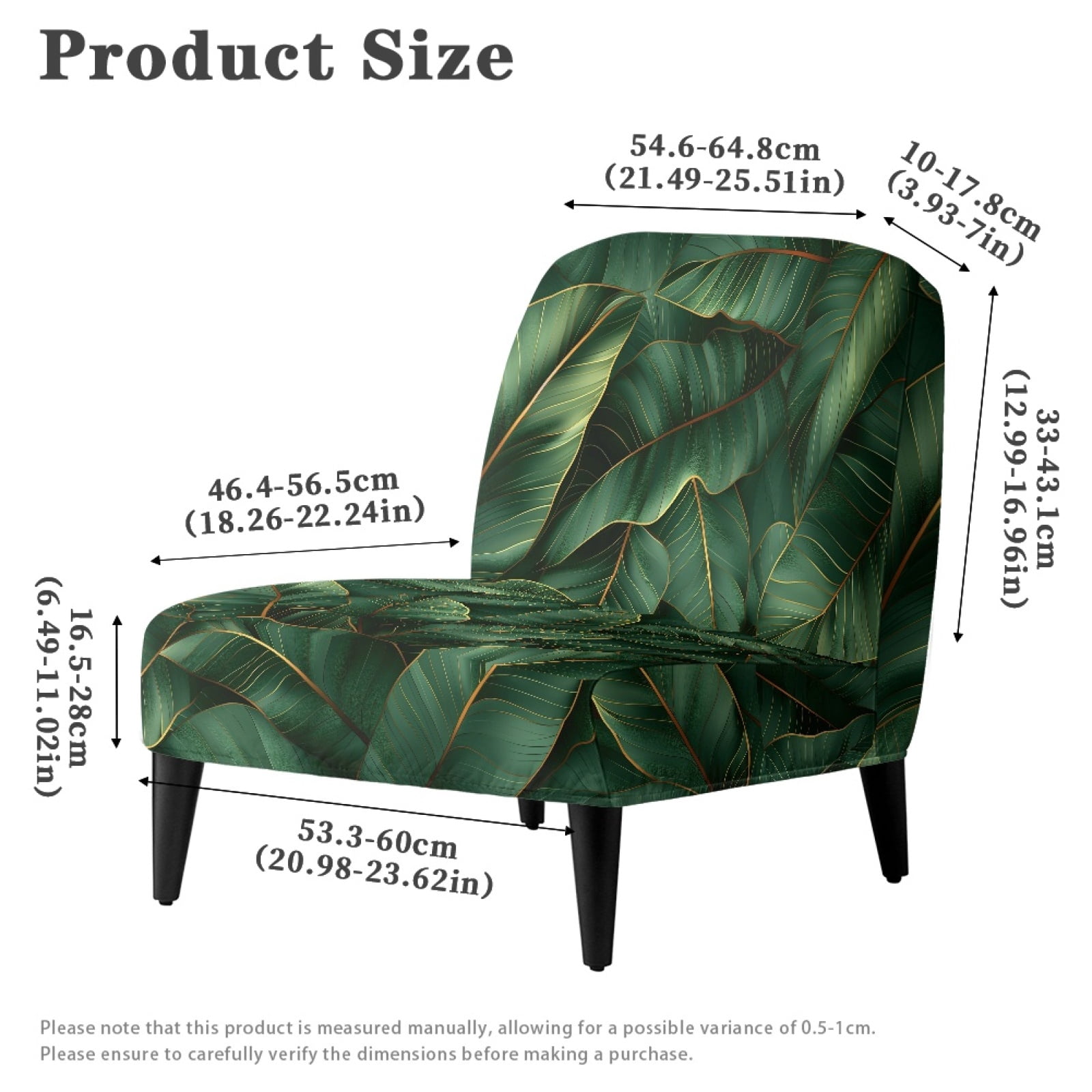ZIATUBLES Small Armless Couch Slipcover Soft Stretch Accent Chair Cover Washable Spandex Slipper Chair Covers Modern Sofa Furniture Protector Cover for Living Room, Banana Leaf