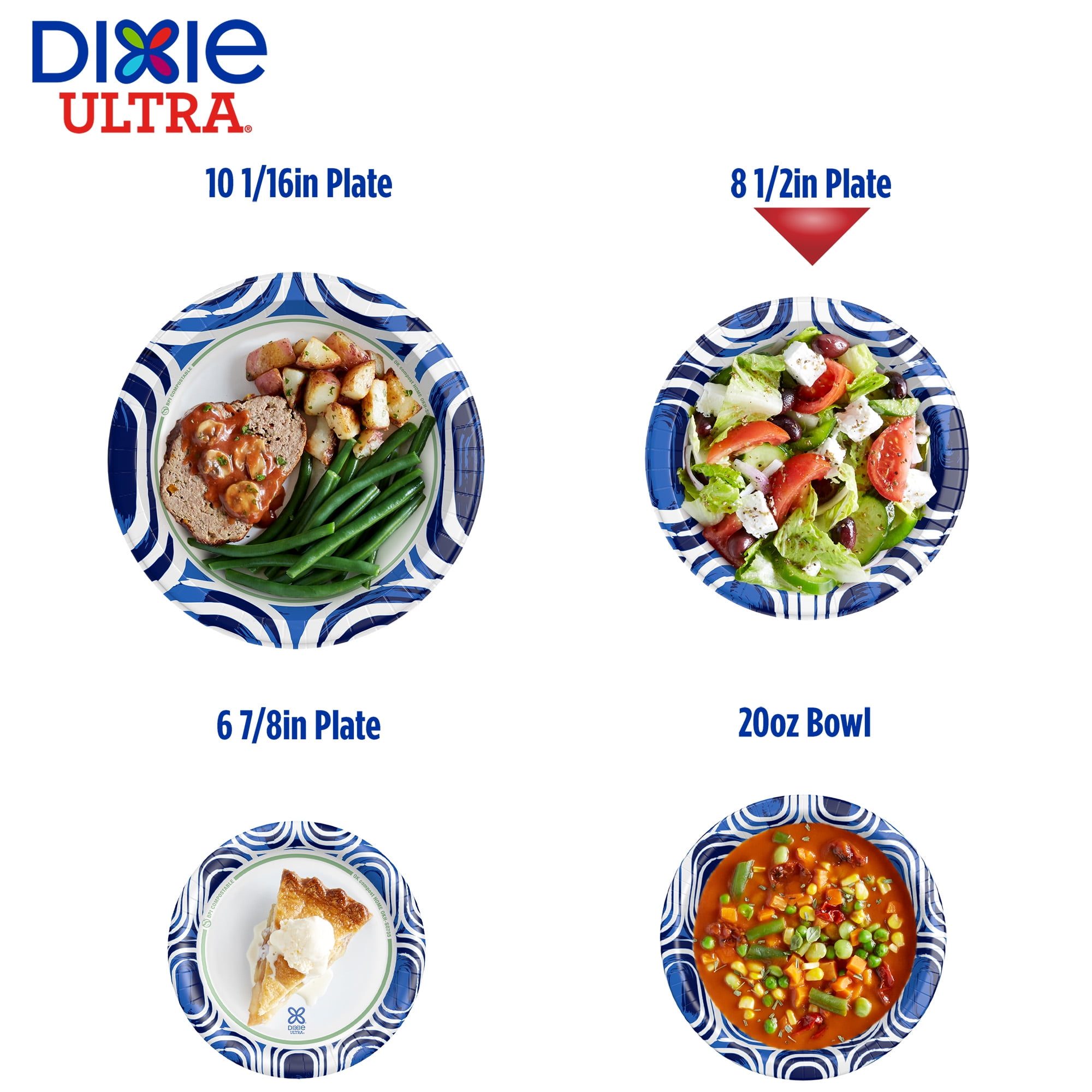(2 pack) Dixie Ultra Disposable Paper Plates, 8.5", Multi-Color, 25 Count