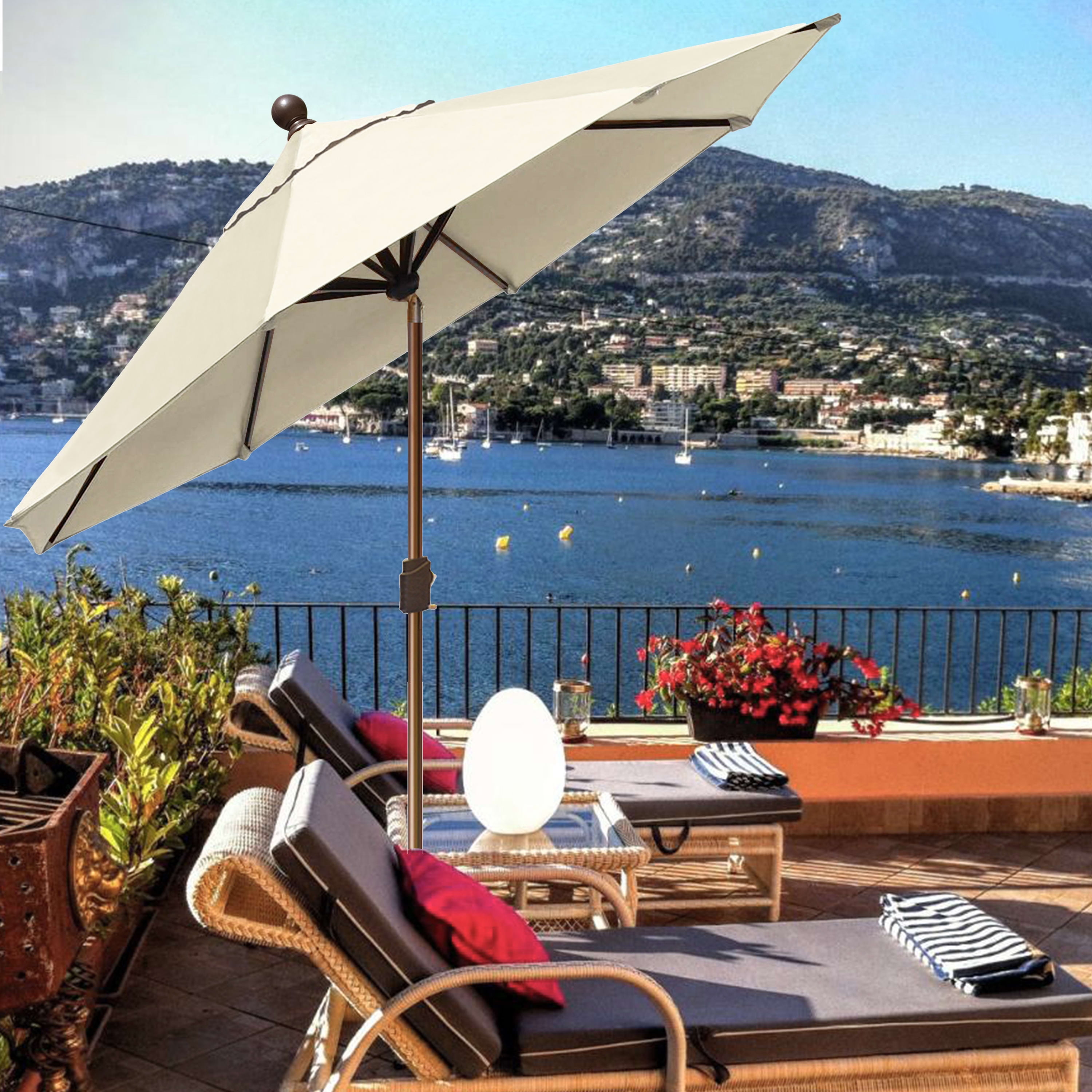 EliteShade 9Ft Market Umbrella Patio Outdoor Table Umbrella（Natural）