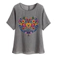 thumbnail image 1 of Vestidos Casuales Para Mujer, Blusas De Mujer De Moda Camisetas estampadas de moda para mujer, blusas casuales de lino holgadas de manga corta con cuello redondo y raglán, 1 of 4
