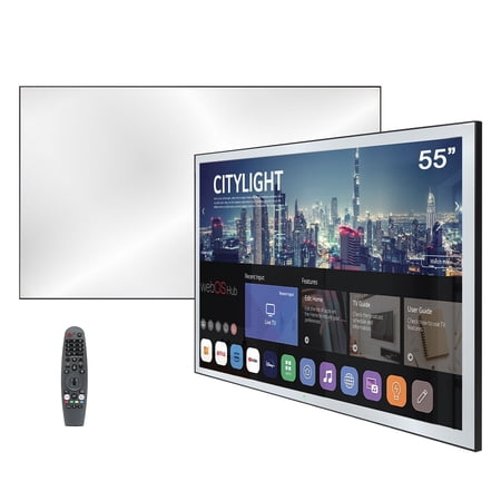 Soulaca 55 inches New Waterproof IPX6 Large Screen Mirror TV for Bathroom SPA ATSC DTV Tuner WiFi Bluetooth Indoor Advertising Monitor Hotel