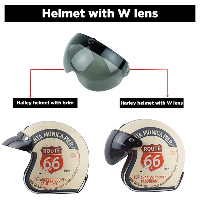 Universal 3 Snap Retro casco visera a prueba de viento protector solar media cara cascos de motocicleta visera