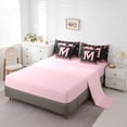 thumbnail image 4 of Manfei Girls Pink Letter Monogrammed M Bedding Comforter Set 7-Piece,Kids Teens Ribbon Bow Knot Glitter Print King Bedding Sets,Pink Reversible,Breathable Home Decor, 4 of 6