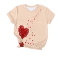 thumbnail image 4 of Camiseta de Manga Corta de Cuello Redondo Impresa para las Mujeres Día de San Valentín, Mezcla Ligera de Poliéster para Primavera Verano Otoño, 4 of 7