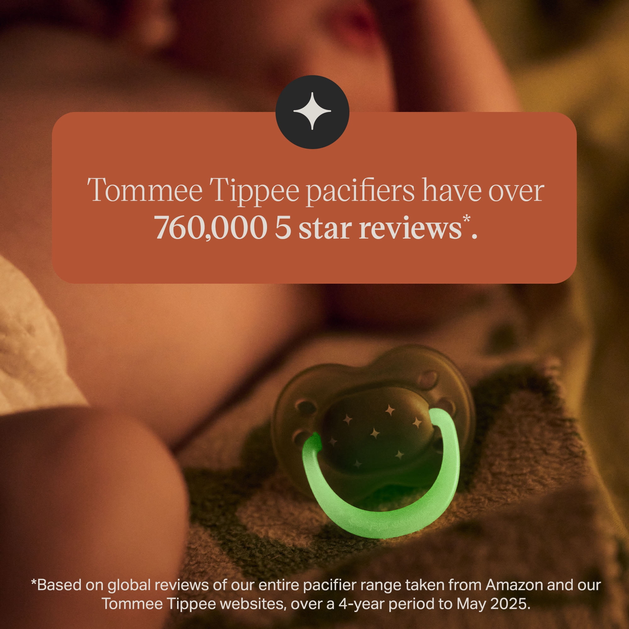 Tommee Tippee NightGlow Pacifier, 18-36 Months, 2 Pack, Glow in the dark, Reusable sterilizer case, 100% BPA Free, Forest Floor and Midnight Sky