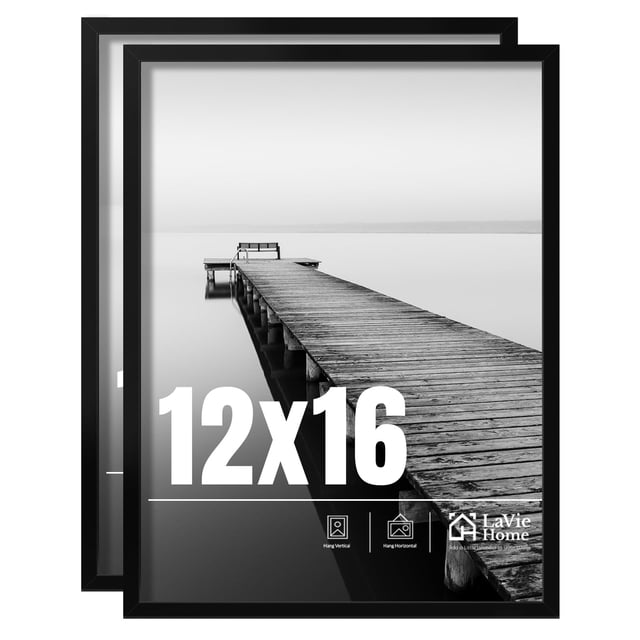 Marco de fotos LaVie Home 12 x 16, negro, paquete de 2