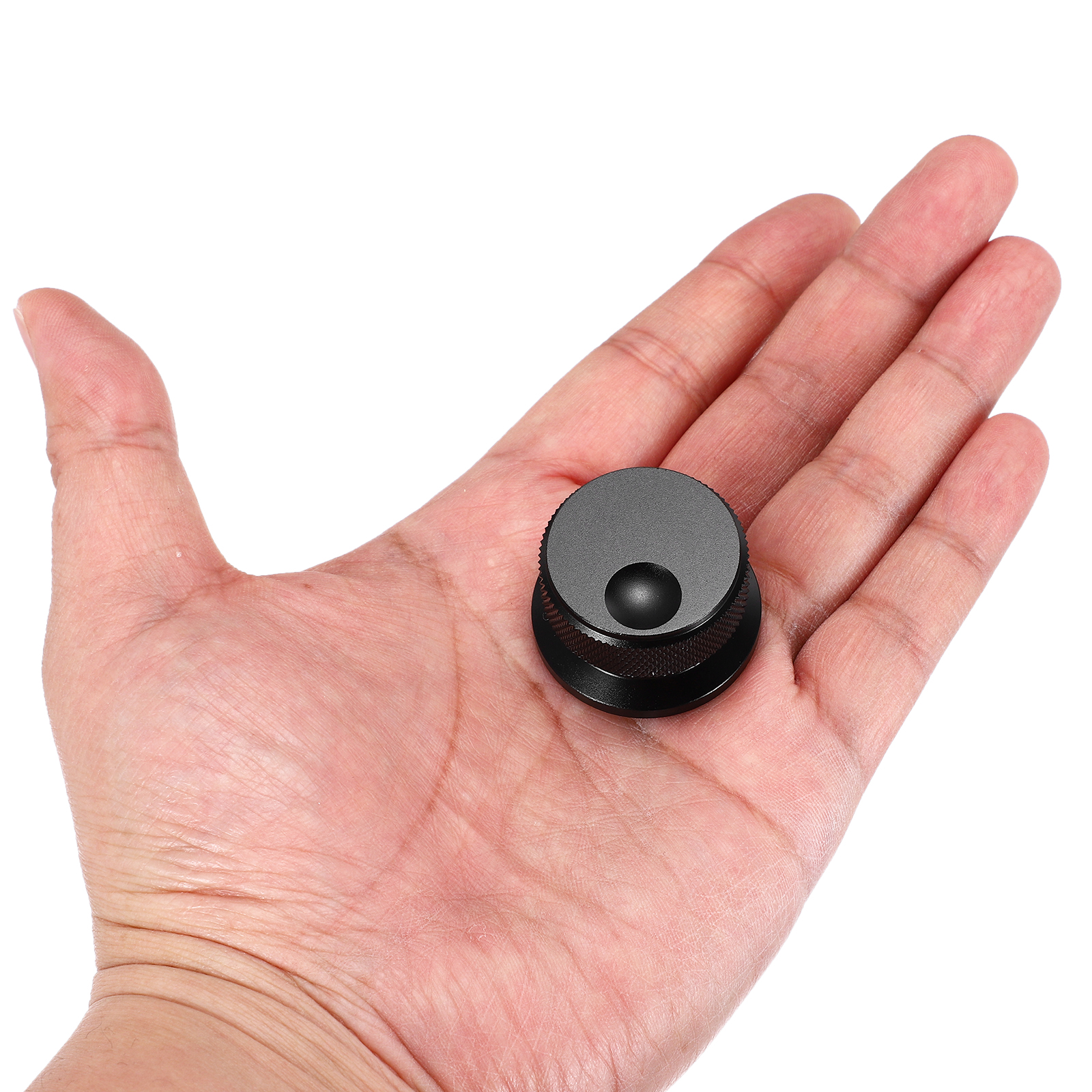 2 Pcs Aluminium Potentiometer Knobs, 1/4" (6mm) Universal Volume Tone Control Knobs with Oval Groove Indicator, 4/5" Black(34x20mm)