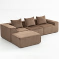 thumbnail image 6 of LiviNest Modular Sectional Sofa with Ottoman: Modern Corduroy Fabric All-Compressed Design - Reversible Layouts for Creative Studio Spaces & Small Apartments - Two Size Options 80.3" & 111.4" Brown U, 6 of 6
