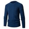 thumbnail image 2 of successthop Cable Knit Sweaters Men Plus Size Long Sleeve Chunky Crewneck Knitwear Ribbed Cuff Solid Warm Tops Blue 2XL, 2 of 6