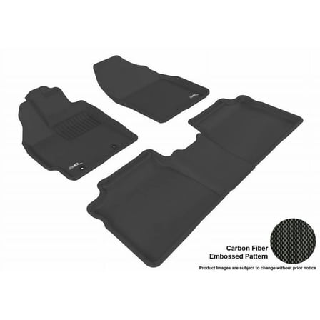 3D MAXpider 2010-2011 Fits Toyota Prius 1st Row 2nd Row Kagu Carbon Fiber Embossed Pattern Black Floor Mat L1TY04001509