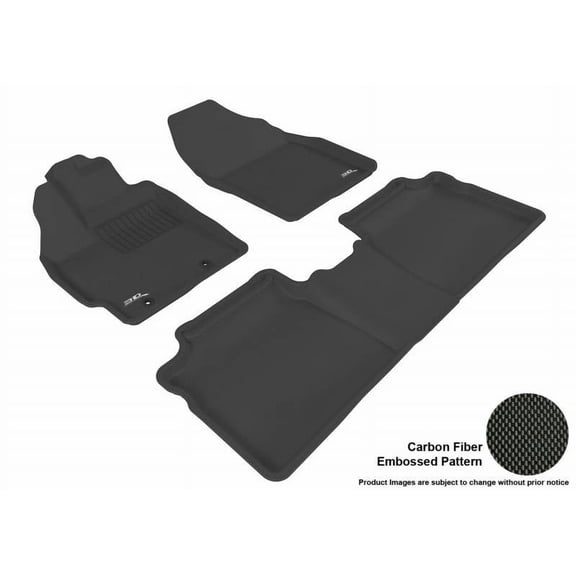 3D MAXpider 2010-2011 Fits Toyota Prius 1st Row 2nd Row Kagu Carbon Fiber Embossed Pattern Black Floor Mat L1TY04001509