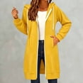 thumbnail image 2 of Swanpen Women's Solid Color Zip Up Long Hoodie Jacket Loose Mid Length Fleece Coat with Side Pockets, 2 of 5