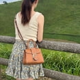 thumbnail image 5 of Bolsos clásicos para mujer, bolsos y carteras de diseñador de lujo, novedad 2024, en PU, textura de lichi, hebilla de cinturón, costuras, asa superior, hombro, 5 of 5
