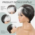 thumbnail image 2 of Short Dark Straight Layered Hair Wig With Bangs for Women Short Silver Layered Pixie Cut Wigs with Elegant for Old Lady Wig (Black With Grey), 2 of 6