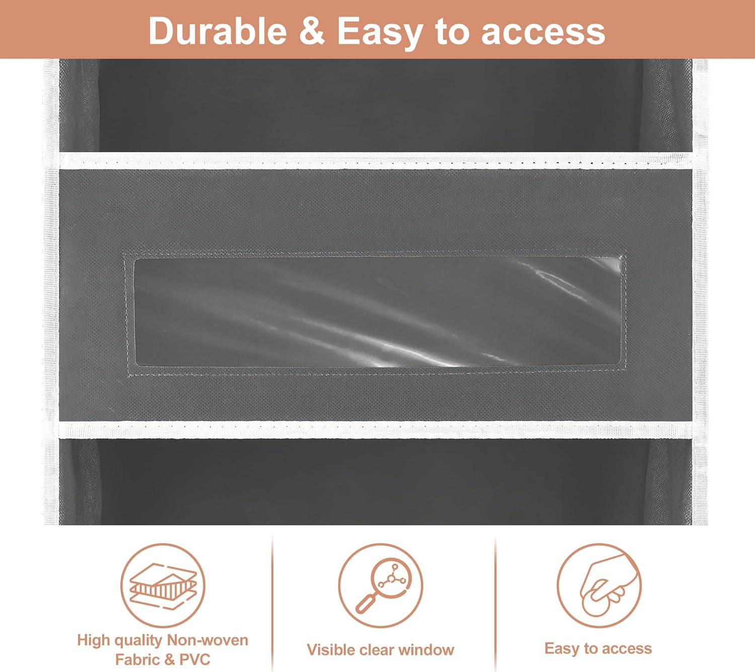 VONGEM Over-the-Door Organizer 5-Tier 2-Pack Grey photo 6