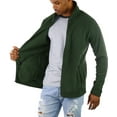 thumbnail image 6 of ToBeInStyle Men's Zip Up Long Sleeve High Collar Polar Fleece Jacket - Dark Green - Small, 6 of 7