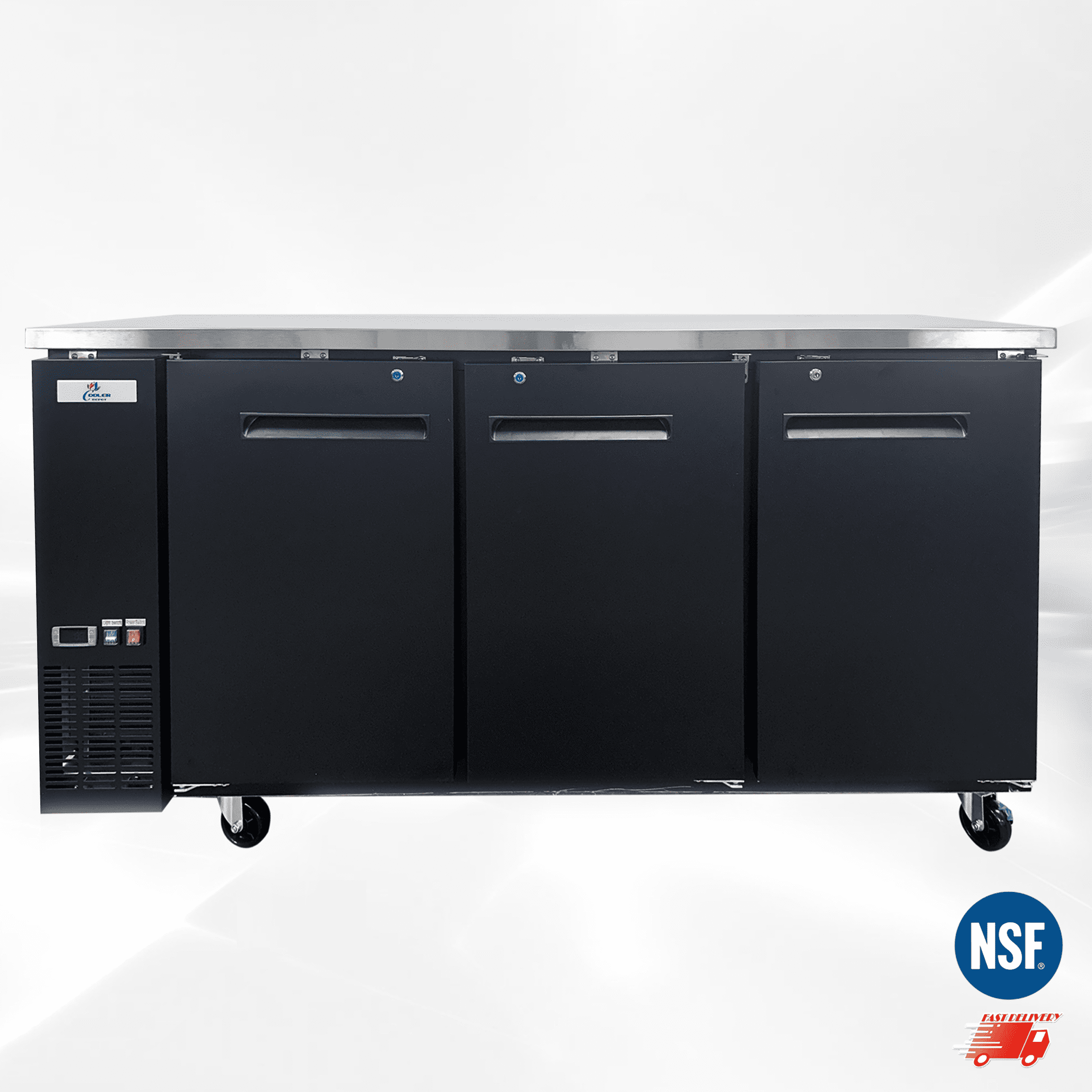 Cooler Depot NSF 72" Under Counter Commercial Refrigerator, 19.6 cu ft, Black Vinyl