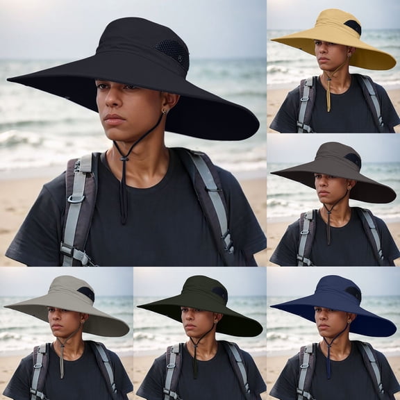 jiaxiM Super Wide Brim Fishing Hat UPF 50 Sun Safari Hat with Removable Neck Face Flap for Outdoor Activities