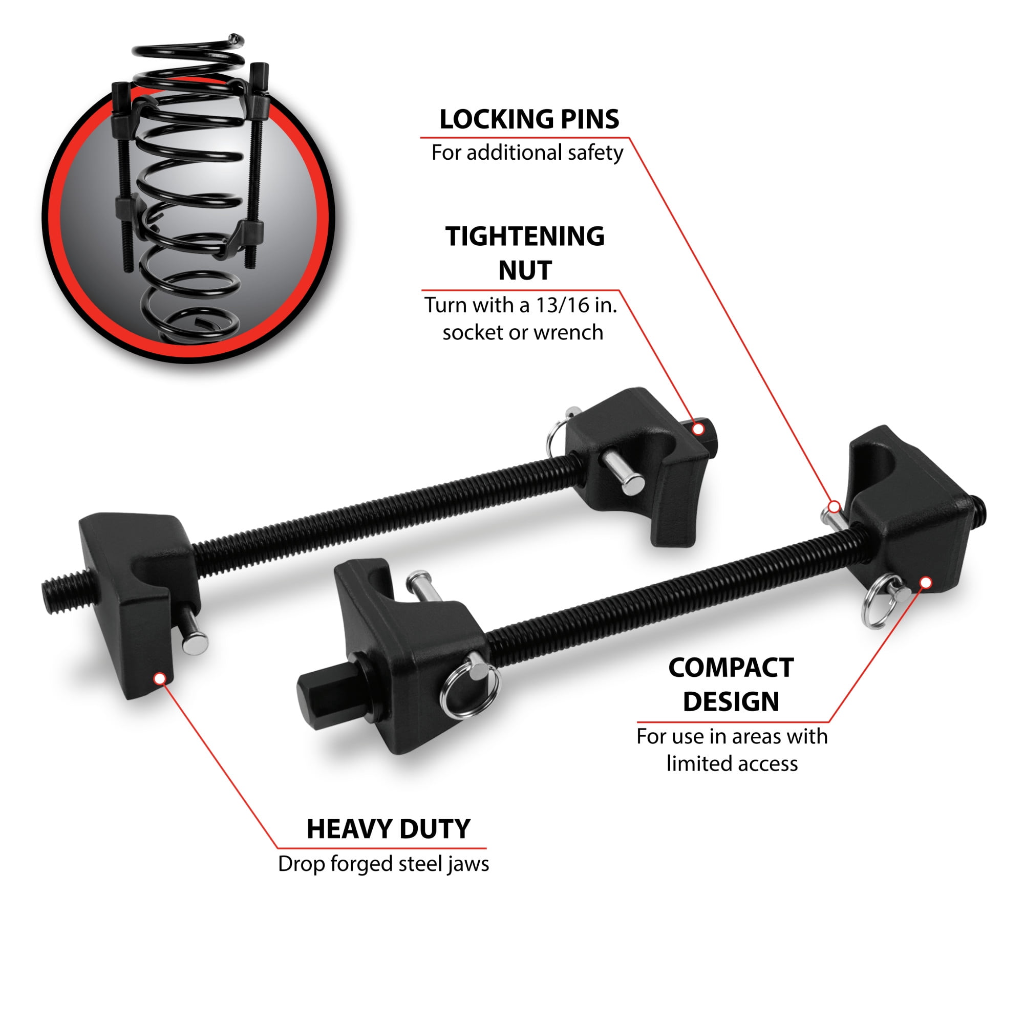 Performance Tool W83029 MacPherson Strut Spring Compressor for Cars and Trucks - Quick and Safe Compression for Easy Repair and Replacement