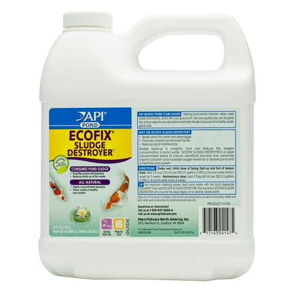 API Pond Ecofix Sludge Destroyer, Pond Water Clarifier And Sludge Remover Treatment, 64 oz