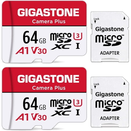 Gigastone 64GB Camera Plus MicroSDXC memory Card 95MB/s Full HD Video U1 Class 10 compatible with Nintendo Switch Dash Cams GoPro Camera Samsung Canon Nikon Drone 2 pack (2x64GB)