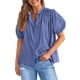 thumbnail image 1 of Camisa PRETTYGARDEN de mujer con botones, manga farol y escote en V, talla S, 1 of 9