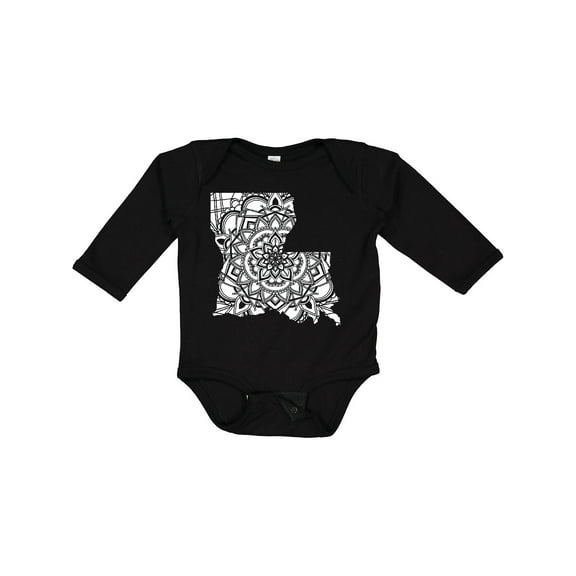Inktastic Louisiana Silhouette Mandala Boys or Girls Long Sleeve Baby Bodysuit