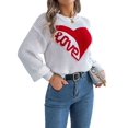 thumbnail image 2 of Valentine'S Day Sweater for Women Heart Woven Knitted Pullover Long Sleeve Woven Knitted Casual Sweater White XL, 2 of 9