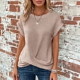 thumbnail image 5 of FDGIU ‌‌‌Women's Summer Short Sleeve Tops Pleated Tunic Blouses Plus Size Loose Fit Casual Dressy Shirts for Daily Office Vacation, 5 of 5