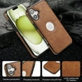 thumbnail image 7 of iPhone 16 Case with Logo Hole, Premium PU Leather + TPU Slim Fit Shockproof Anti-Scratch Heavy Duty Protection Rugged Phone Case for Apple iPhone 16, Brown, 7 of 7