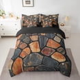thumbnail image 2 of Manfei Stone Artistic 7pcs Bedding Comforter Set,Rustic Western Queen Bedding Sets,Colorful Stones Queen Sheet Sets For Adults,Luxury Bedroom Decor Reversible, 2 of 8