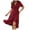 Wine, variant on IROINNID Casual Dresses For Women Going Out Summer Plain Short-sleeved V-neck Long Dress