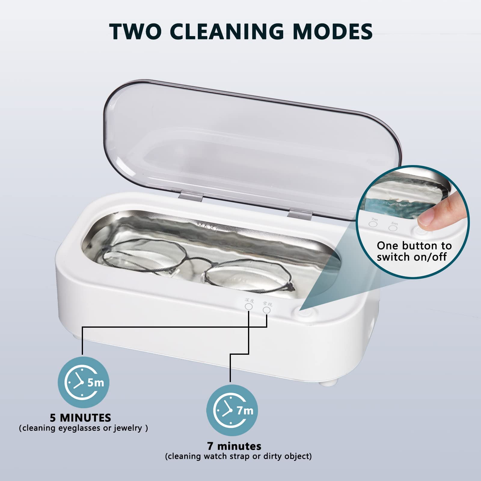 Ultrasonic Jewelry Cleaner Machine - 47Khz Silver Cleaner, Ultrasonic Cleaner Machine for Eye Glasses, Ring, Earring, Necklaces, Watch Strap, Makeup Brush, 304 Stainless Steel Tank with 12OZ