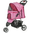 thumbnail image 2 of ZENY Three Wheels Pet Stroller, 360 Rotation, Folding Convertible Design, Pink, 2 of 10
