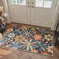 thumbnail image 2 of DEORAB Floral 5x7 Living Room Area Rug, Soft Washable Rugs for Bedroom, Non Slip Ultra Thin Non Slip Rug Botanical Stain Resistant Floor Carpet for Dining Room Home Office, Blue, 2 of 5