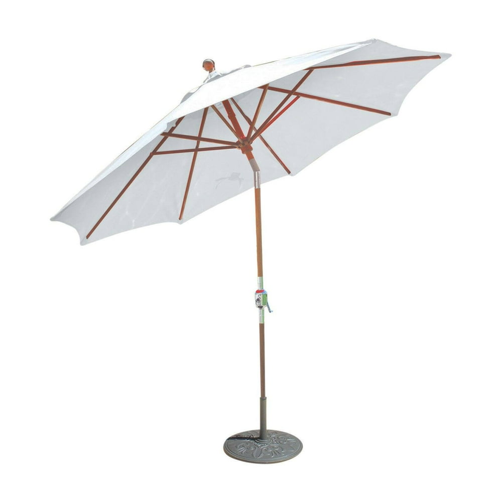 Galtech 9 ft. Teak Wood Sunbrella Patio Umbrella with Crank Lift and