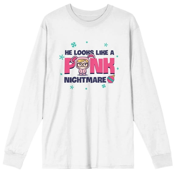 A Christmas Story He Looks Like A Pink Nightmare Men's White Long Sleeve Shirt-S