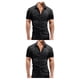 thumbnail image 2 of Qarigey Camisa de mezclilla para hombre bolsillos Pantalones vaqueros delgados Manga corta Estilo americano Moda Casual Camiseta de Gris oscuro L 2piezas, 2 of 6