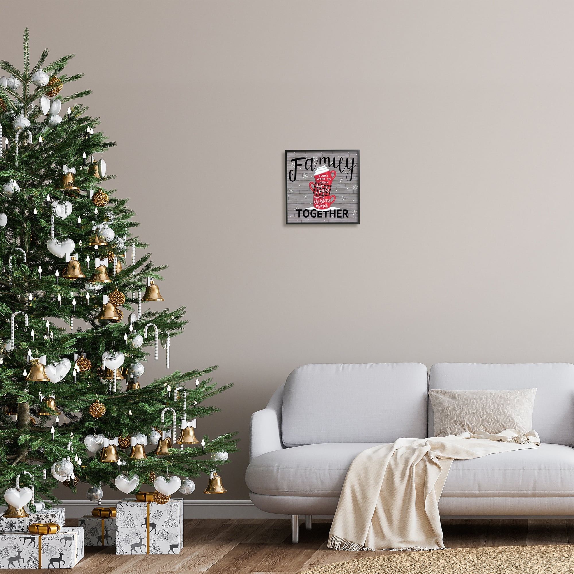 Stupell Industries Inspirational Family Christmas Sentiments Hot Cocoa Mugs Stacked, 24 x 24,Design by Deb Strain