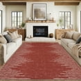 thumbnail image 2 of Hasoo Washable Bedroom Rug Geometric Striped Area Rug Soft Non Slip Low Pile Stain Resistant Carpet, Red 5' x 7', 2 of 6