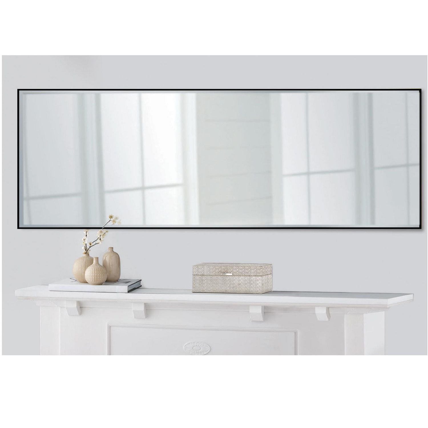 Hometrends Aluminum Full Length Leaner Mirror, 27x70 inch, Brushed Black