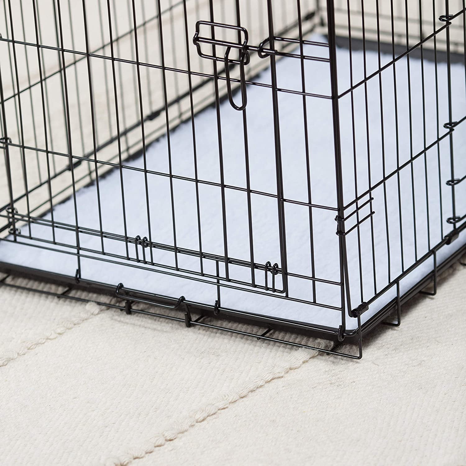 Two Door Wire Dog Crate with 5-Point Lock, 24 Inch for 15-30 lbs Pets,  & Collapsible