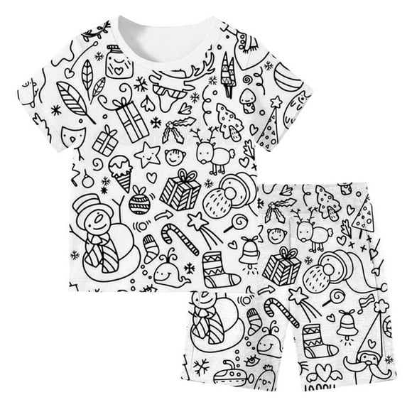 FhsagQ Outfits for Girls Kid Diy Hand Painted Homewear Set Color Pajama Sets for Boy and Girl Toddler Girl Spring Outfits 4T Sets Easter White 12-13 Years