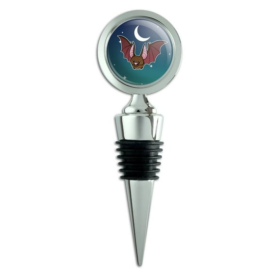 Cute Bat Cartoon Flying at Night Wine Bottle Stopper